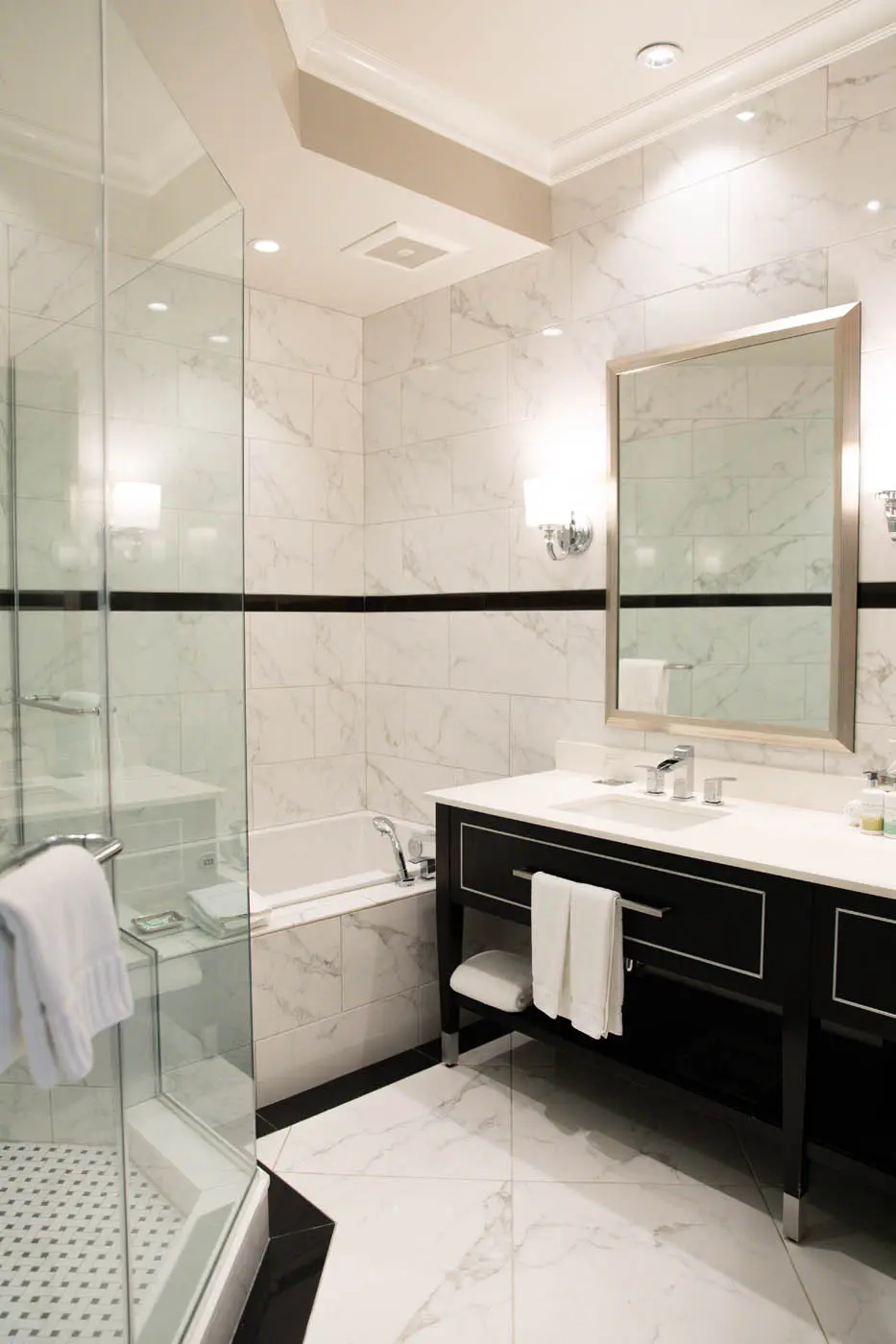 Inn on Fifth room bathroom with separate shower and tub