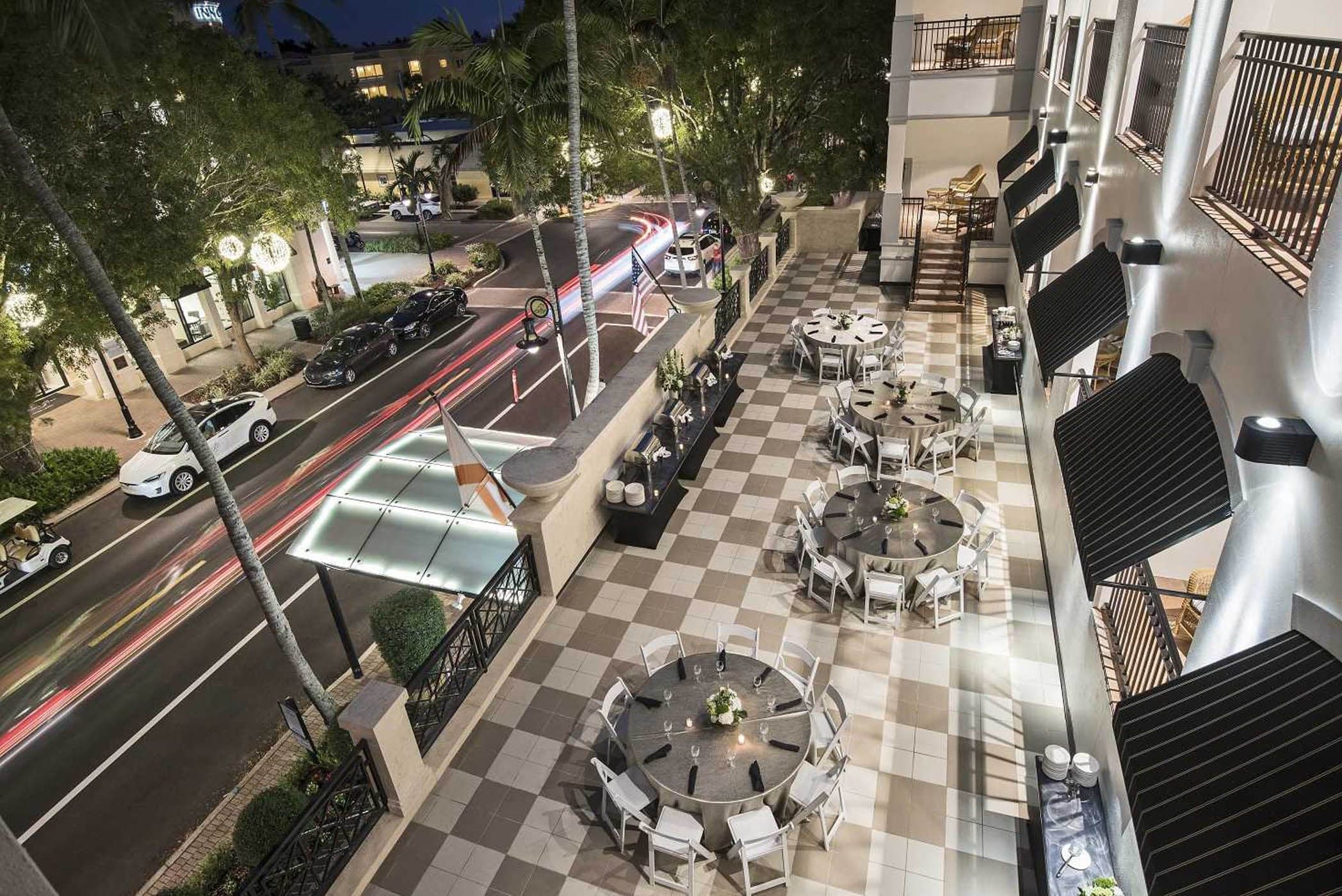 Rooftop terrace overlooking Fifth Avenue South at Inn on Fifth in Naples, FL