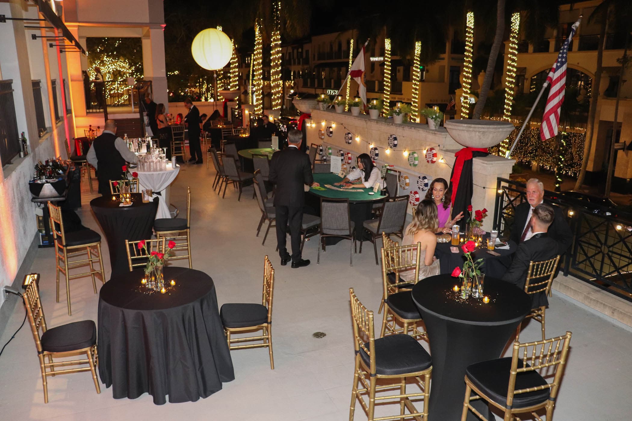 Patio set with gold chiavari chairs for a wedding at Inn on Fifth, Naples