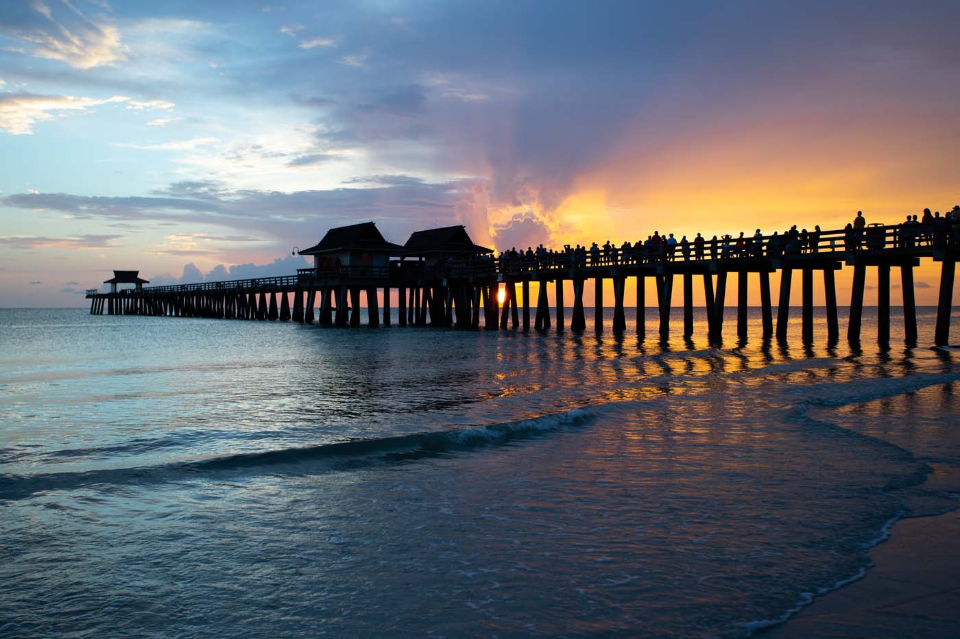 Naples Pier Sunset over the water