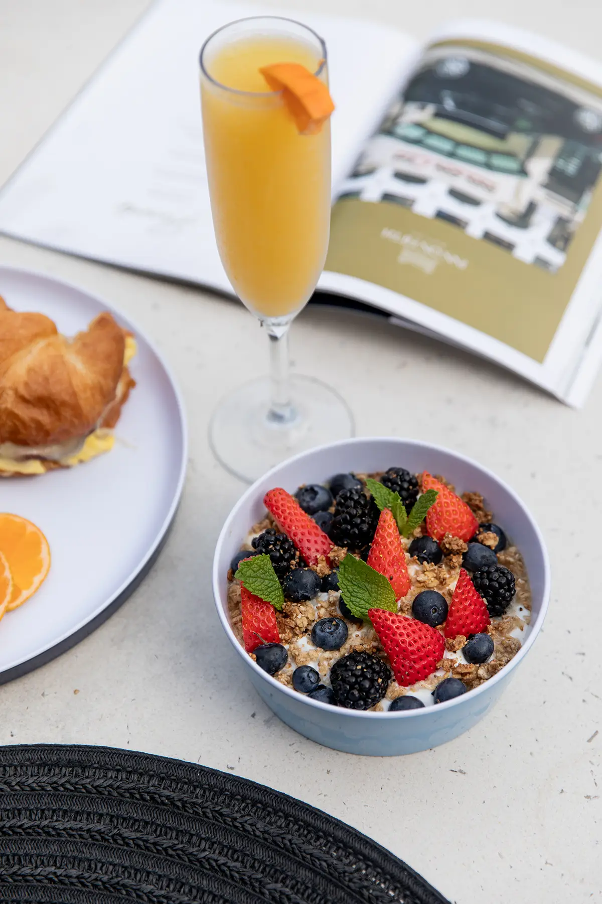 breakfast cereal and orange juice